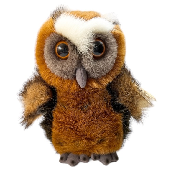 NWT Vintage 8” Hoot Owl Plush Hoo Tan Realistic Bird Aurora Plush A&A Stuffy - Picture 13 of 13